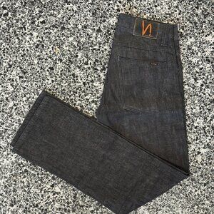 Nudie Straight Sven Black Selvedge Denim Jeans Men's 29 32" Inseam